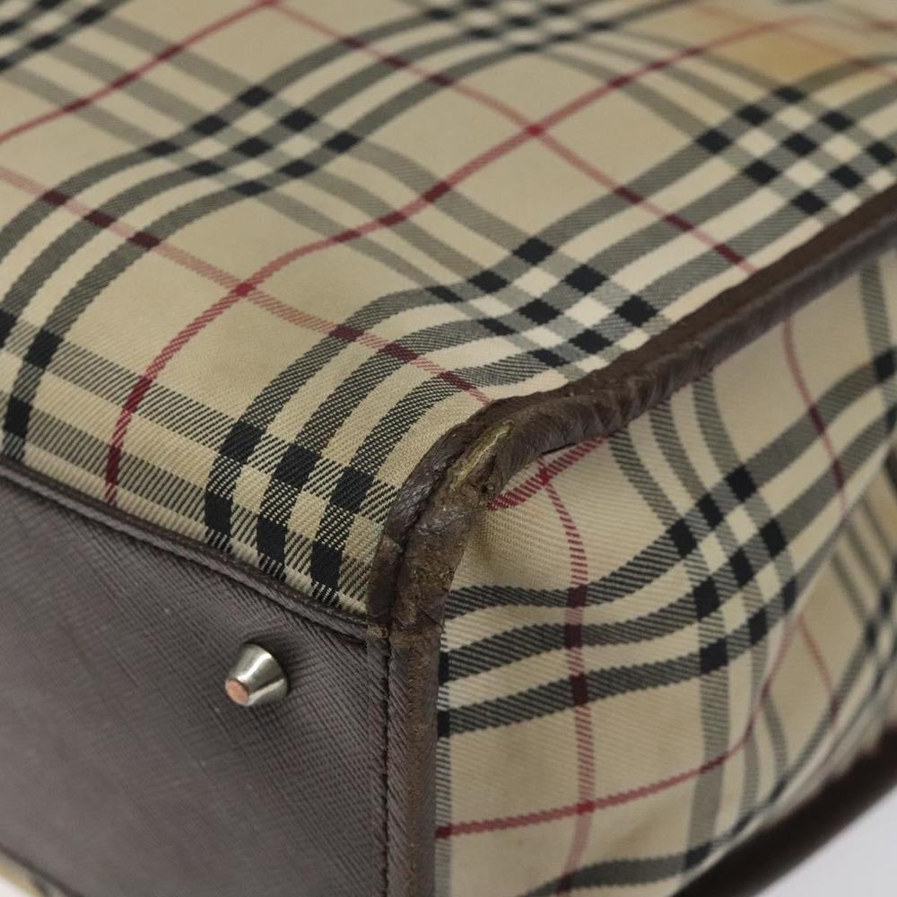 BURBERRY Nova Check Tote Bag Canvas Beige Silver Auth 118228 - Picture 9 of 16